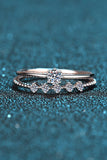 Moissanite 925 Sterling Silver Two-Piece Ring Set - Trendsi