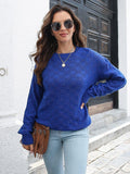 Round Neck Dropped Shoulder Sweater - Trendsi