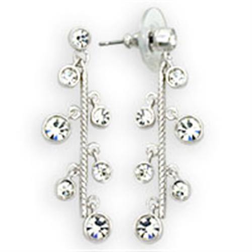 Alamode High-Polished 925 Sterling Silver Earrings with Top Grade Crystal in Clear - Alamode