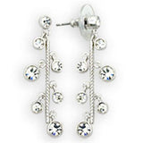 Alamode High-Polished 925 Sterling Silver Earrings with Top Grade Crystal in Clear - Alamode