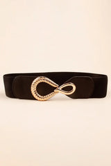 Ribbed Alloy Buckle Elastic Belt - Trendsi - Flyclothing LLC