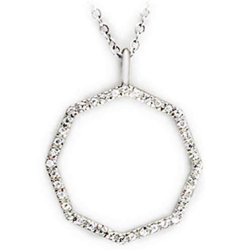 Alamode High-Polished 925 Sterling Silver Pendant with AAA Grade CZ in Clear - Alamode - Flyclothing LLC