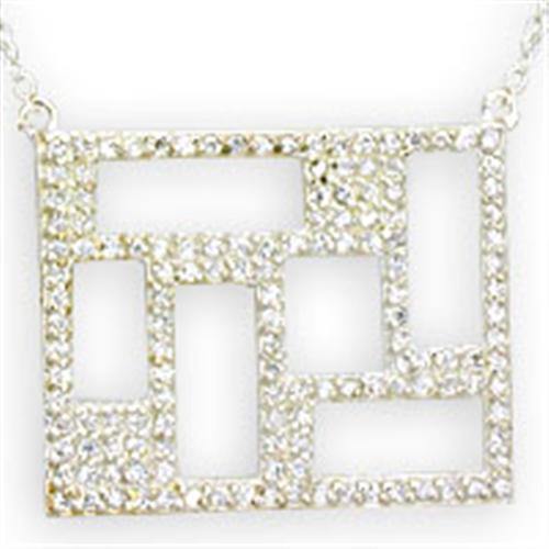 Alamode High-Polished 925 Sterling Silver Necklace with AAA Grade CZ in Clear - Alamode