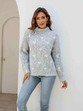 Heart Mock Neck Sweater - Trendsi - Flyclothing LLC