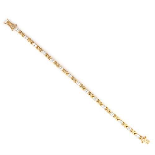 Alamode Gold Brass Bracelet with AAA Grade CZ in Clear - Flyclothing LLC