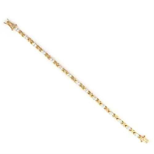 Alamode Gold Brass Bracelet with AAA Grade CZ in Clear - Alamode - Flyclothing LLC