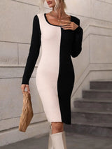 Contrast Slit Sweater Dress - Trendsi - Flyclothing LLC