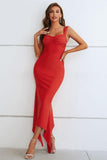 Ruched Sweetheart Neck Hem Detail Dress - Trendsi