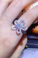 1 Carat Moissanite Flower-Shape Open Ring - Trendsi - Flyclothing LLC