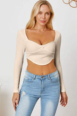 Ribbed Long Sleeve T-Shirt - Trendsi - Flyclothing LLC