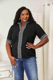 Double Take Embroidered Notched Neck Top - Trendsi - Flyclothing LLC