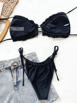 Frill Trill Halter Neck Bikini Set - Trendsi - Flyclothing LLC