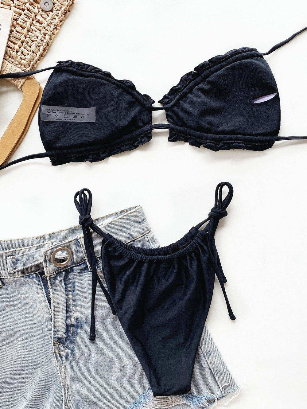 Frill Trill Halter Neck Bikini Set - Trendsi - Flyclothing LLC