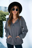 Quarter Snap Drawstring Hoodie with Kangaroo Pocket - Trendsi - Flyclothing LLC