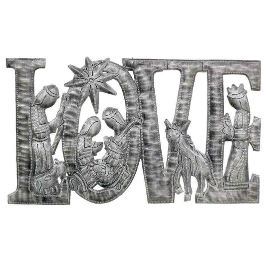 LOVE Metal Art with Nativity Scene (9" x 14") - Croix des Bouquets (H) - Croix des Bouquets (H)