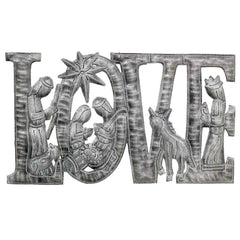 LOVE Metal Art with Nativity Scene (9" x 14") - Croix des Bouquets (H) - Croix des Bouquets (H)