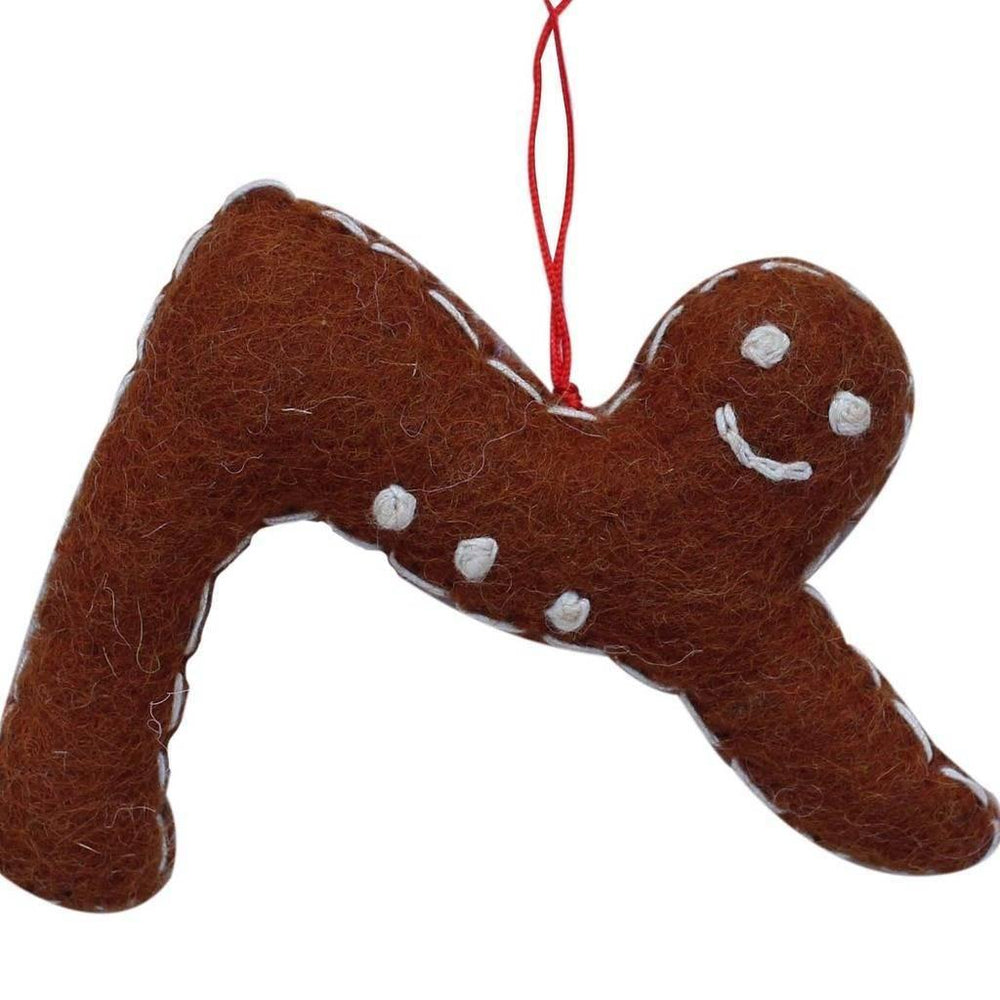 Gingerbread Yogi Felt Ornament - Downward Facing Dog Pose - Global Groove (H) - Global Groove (H)