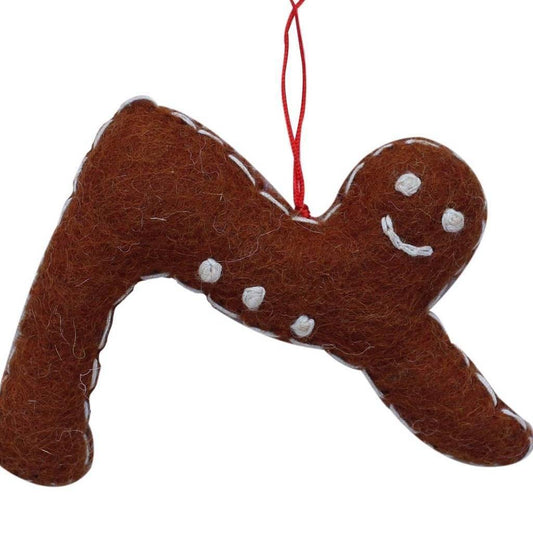 Gingerbread Yogi Felt Ornament - Downward Facing Dog Pose - Global Groove (H) - Global Groove (H)