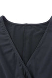 Twisted Plunge Three-Quarter Sleeve Jumpsuit - Trendsi - Flyclothing LLC