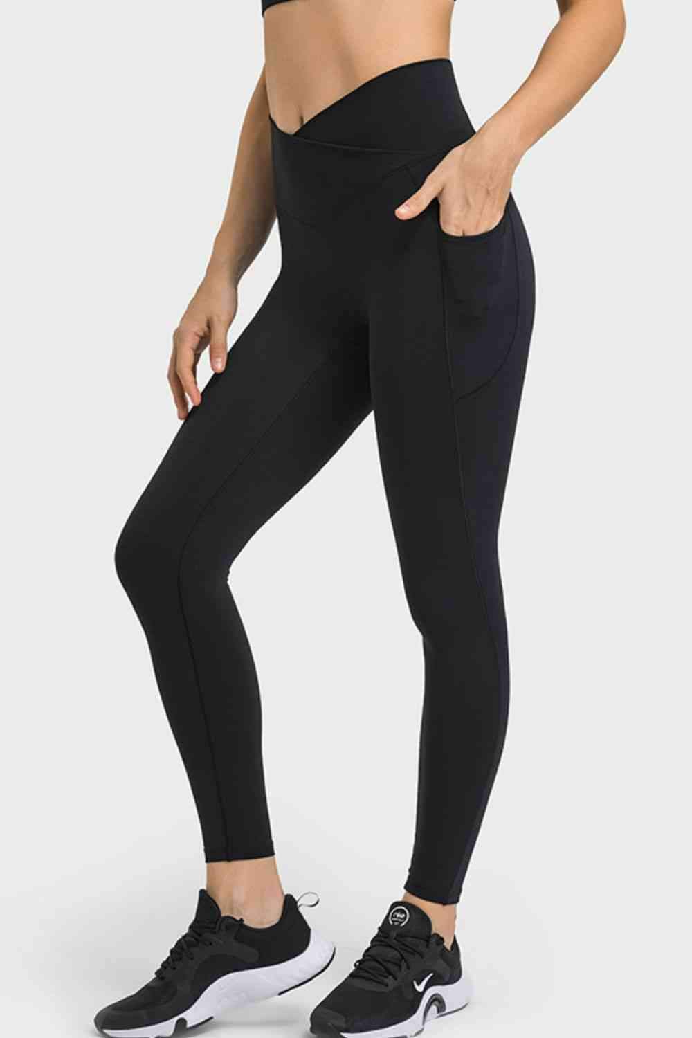 V-Waist Yoga Leggings with Pockets - Trendsi - Flyclothing LLC