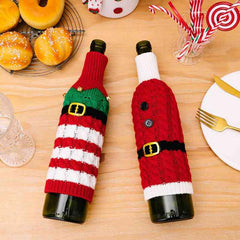 2-Piece Cable-Knit Wine Bottle Covers - Trendsi