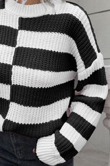Color Block Dropped Shoulder Sweater - Trendsi