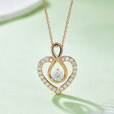 1 Carat Moissanite 925 Sterling Silver Heart Shape Necklace - Trendsi