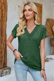 V-Neck Petal Sleeve T-Shirt - Trendsi - Flyclothing LLC