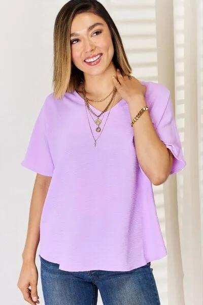 Zenana Texture Short Sleeve T-Shirt - Trendsi - Flyclothing LLC