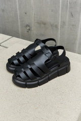 Qupid Platform Cage Stap Sandal in Black - Trendsi