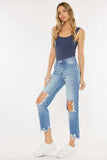 Kancan High Waist Chewed Up Straight Mom Jeans - Trendsi - Flyclothing LLC
