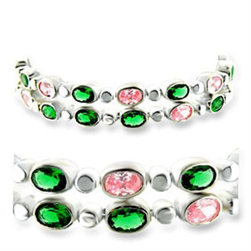 Alamode High-Polished 925 Sterling Silver Bracelet with AAA Grade CZ in Multi Color - Flyclothing LLC