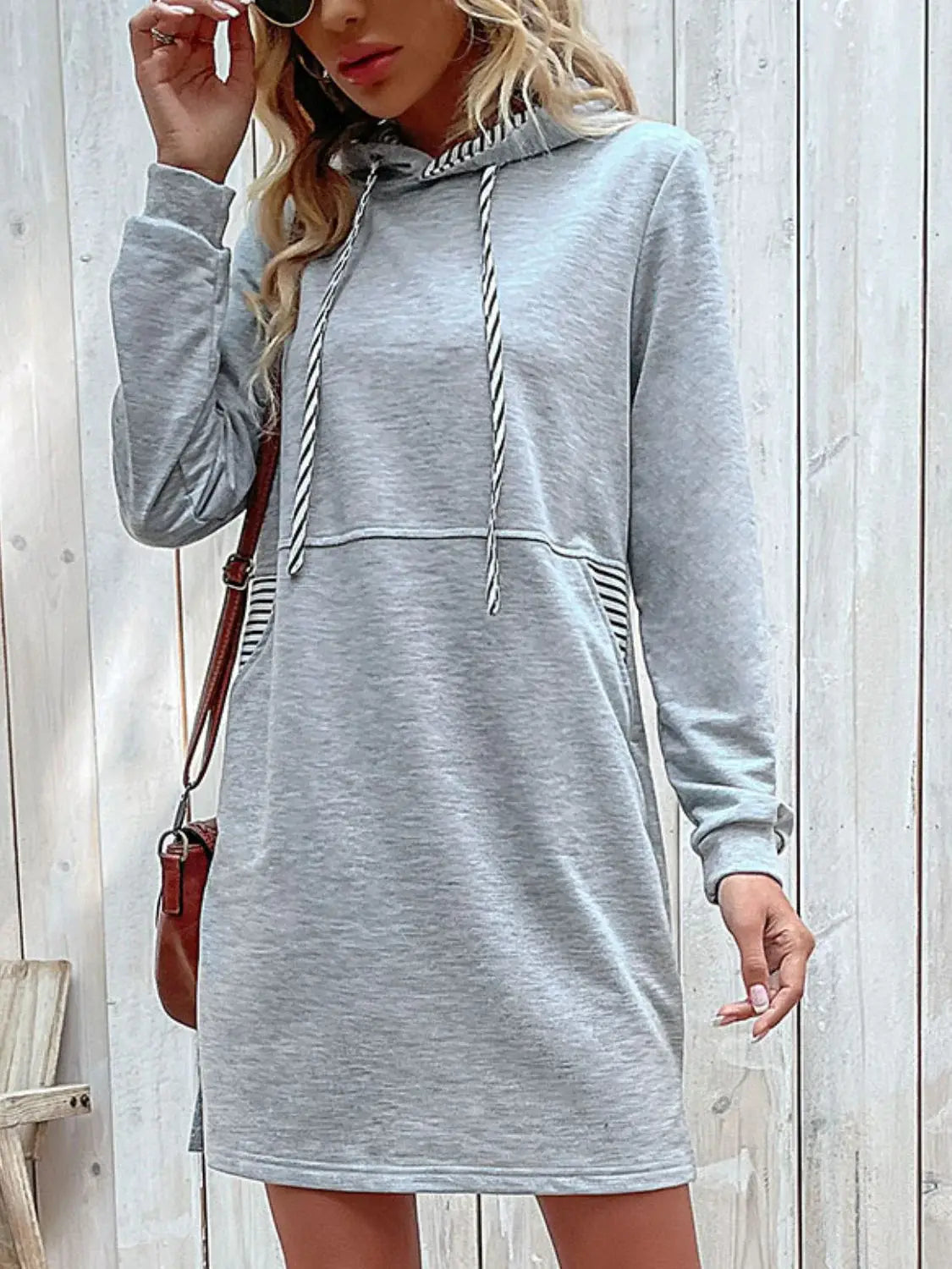 Striped Drawstring Long Sleeve Hoodie - Trendsi - Flyclothing LLC
