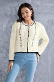 Graphic Cable-Knit Button Up Cardigan - Trendsi - Flyclothing LLC