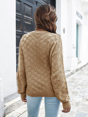 Round Neck Dropped Shoulder Sweater - Trendsi