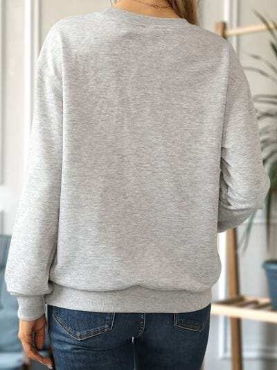 Round Neck Dropped Shoulder Sweatshirt - Trendsi - Flyclothing LLC