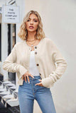Button Down Exposed Seam Cardigan - Trendsi - Flyclothing LLC