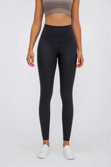 Feel Like Skin Elastic Waistband Yoga Leggings - Trendsi - Flyclothing LLC