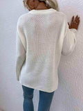 Quarter-Button Slit Sweater - Trendsi - Flyclothing LLC
