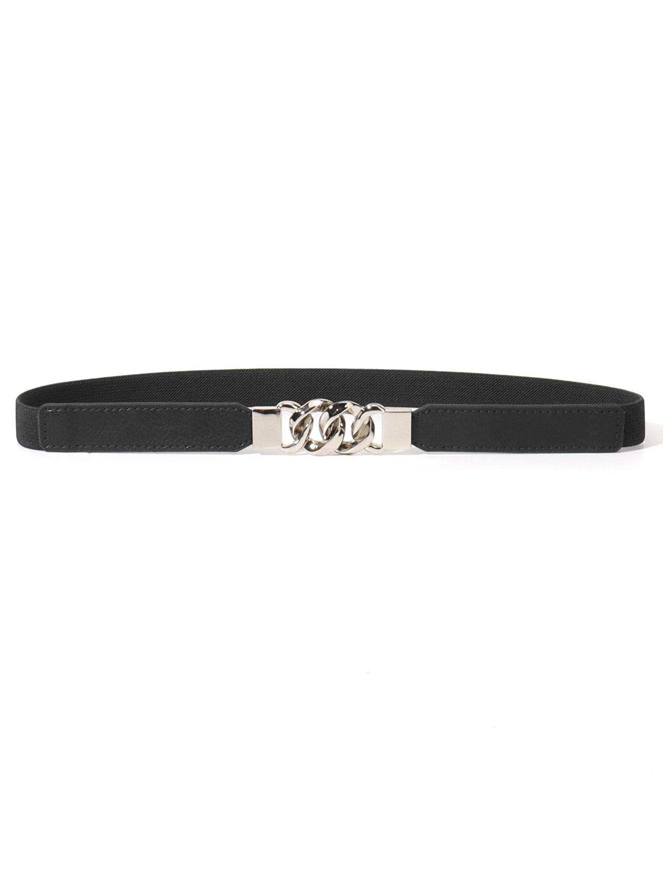 Zinc Alloy Buckle Elastic PU Belt - Trendsi - Flyclothing LLC