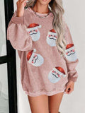 Sequin Santa Patch Ribbed Sweatshirt - Trendsi - Flyclothing LLC