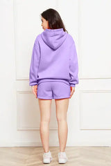 Drop Shoulder Long Sleeve Hoodie and Shorts Set - Trendsi - Flyclothing LLC
