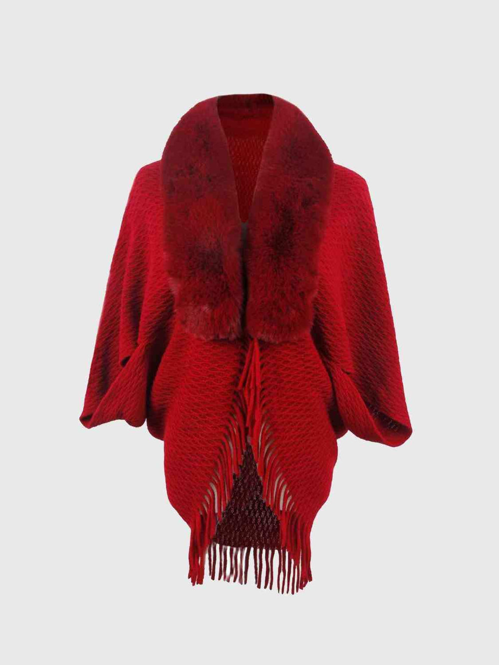 Open Front Fringe Hem Poncho - Trendsi - Flyclothing LLC