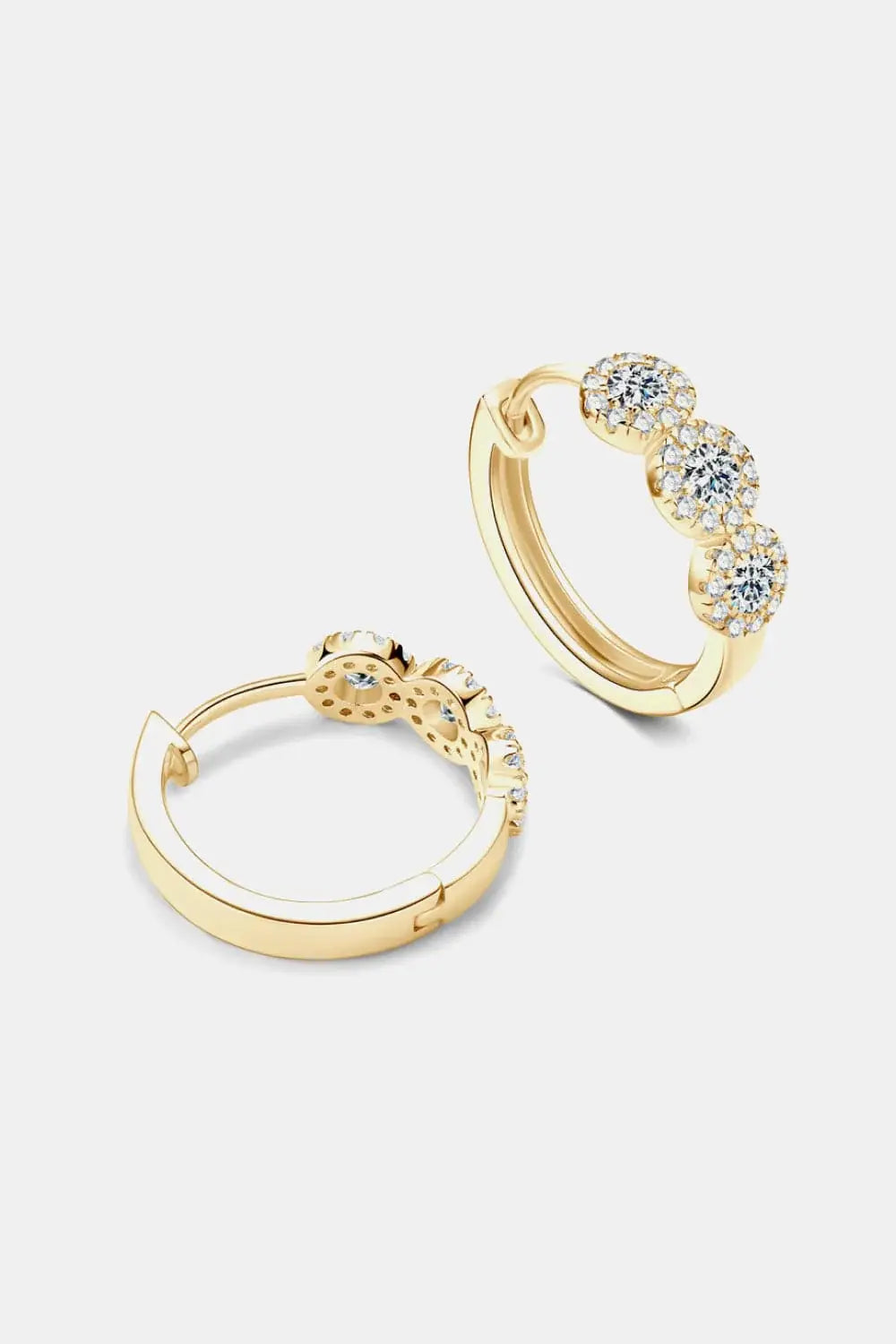 Moissanite 925 Sterling Silver Huggie Earrings - Trendsi - Flyclothing LLC