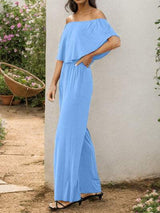 Off-Shoulder Wide Leg Jumpsuit - Trendsi - Flyclothing LLC