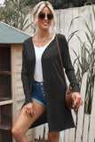 Button Down Long Sleeve Longline Cardigan - Trendsi - Flyclothing LLC