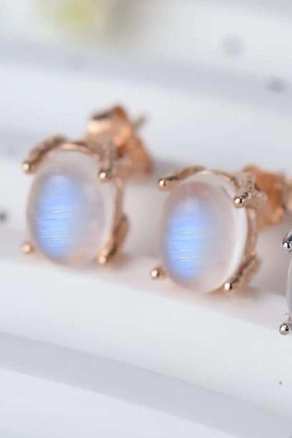 High Quality Natural Moonstone 925 Sterling Silver Stud Earrings - Trendsi - Flyclothing LLC