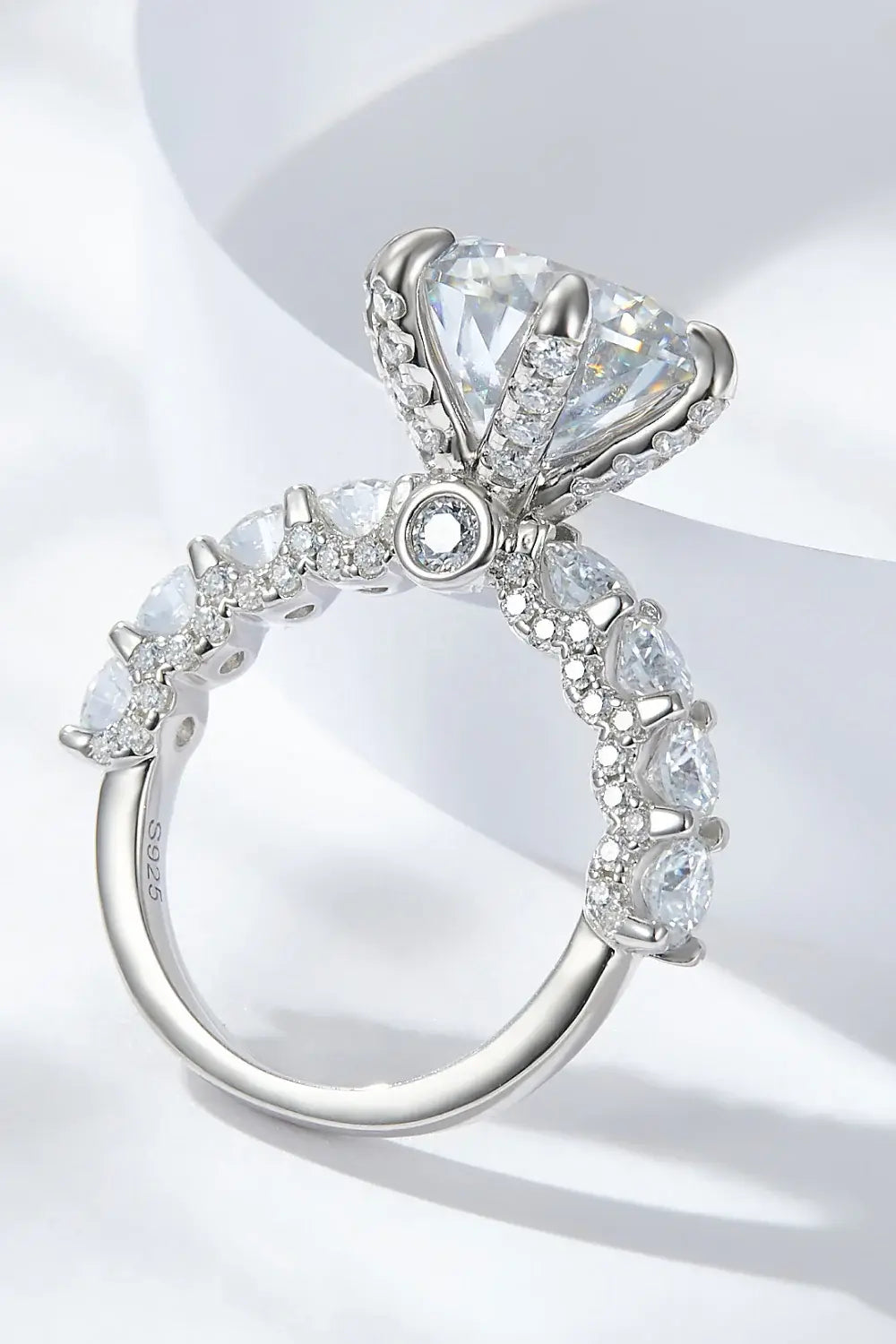 3-Carat Moissanite Platinum-Plated Side Stone Ring - Trendsi - Flyclothing LLC