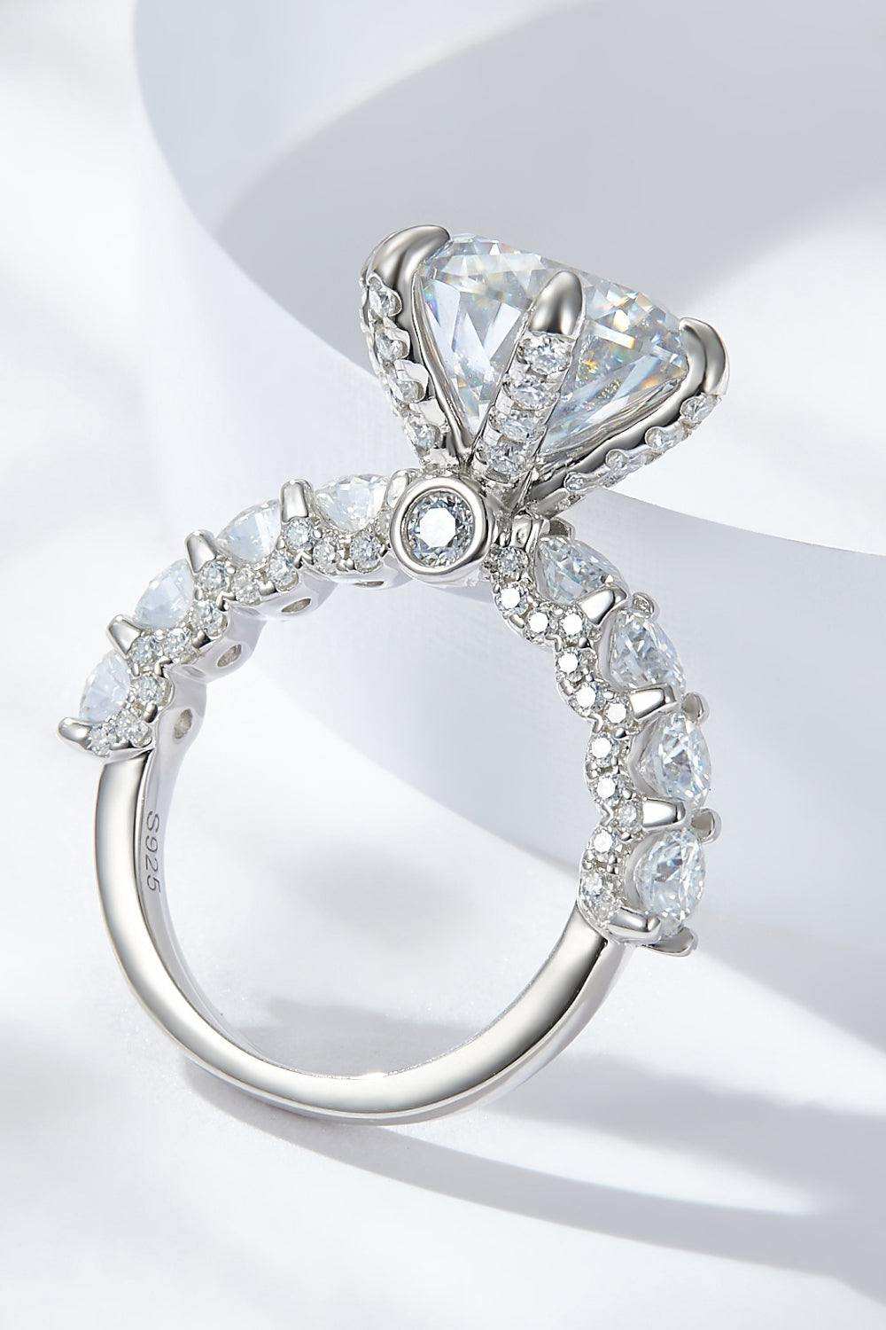 3-Carat Moissanite Platinum-Plated Side Stone Ring - Trendsi - Flyclothing LLC