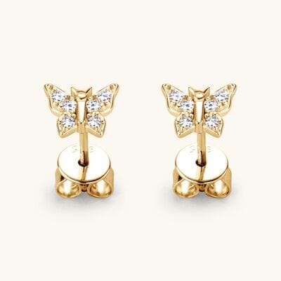 Moissanite 925 Sterling Silver Butterfly Stud Earrings - Trendsi